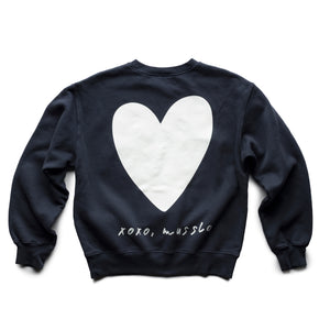 HEART CREW NECK NAVY