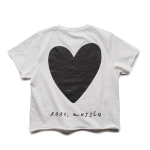 HEART RAW EDGE TEE WHITE